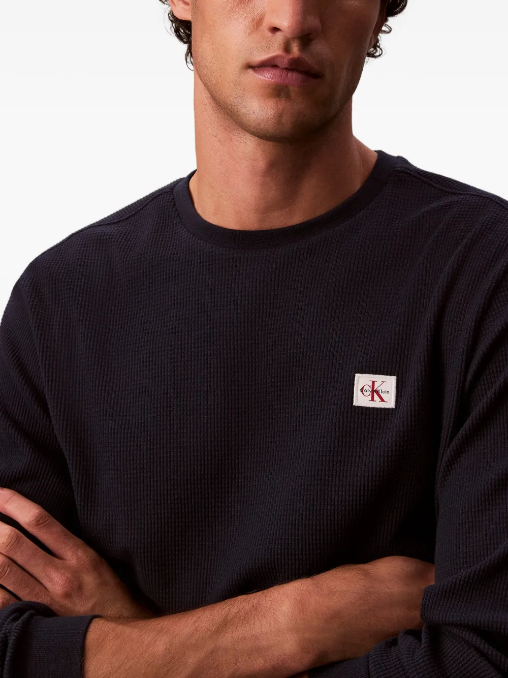 Calvin Klein Sweater met logopatch Zwart