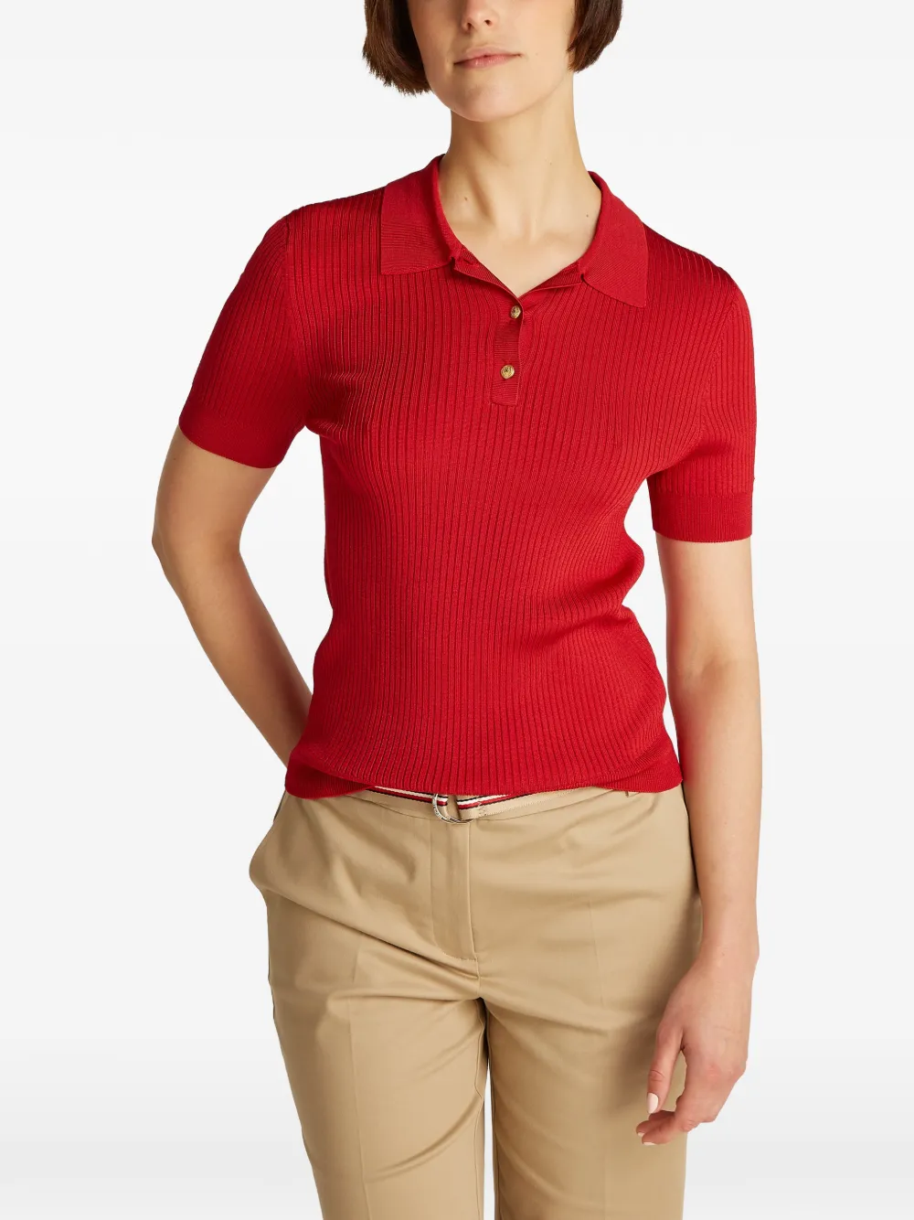 Tommy Hilfiger Geribbeld poloshirt Rood