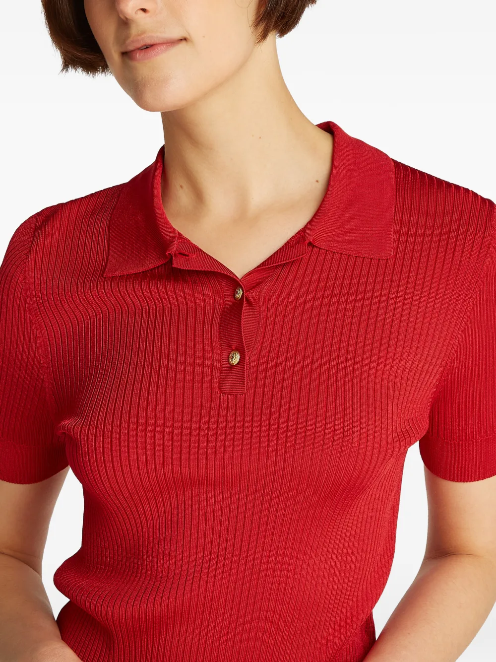 Tommy Hilfiger Geribbeld poloshirt Rood