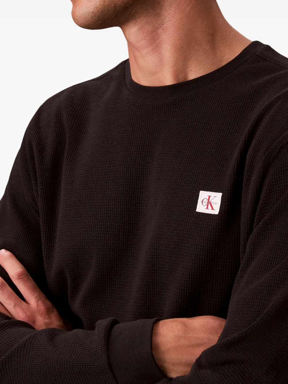 Calvin Klein Jeans T-shirt met wafel logo Bruin