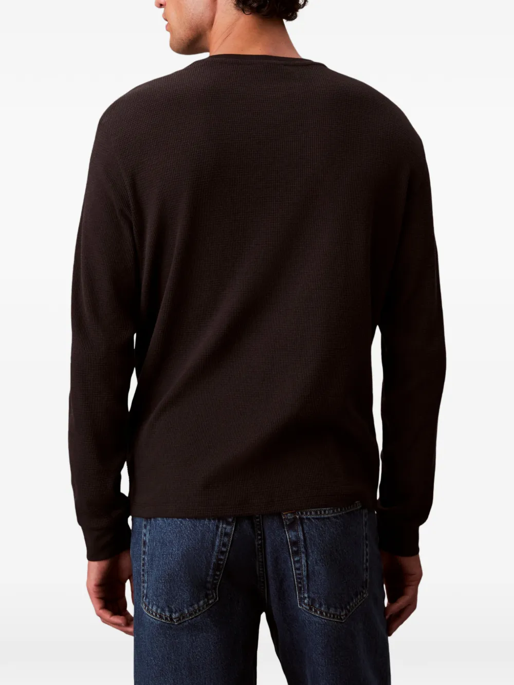 Calvin Klein Jeans T-shirt met wafel logo Bruin
