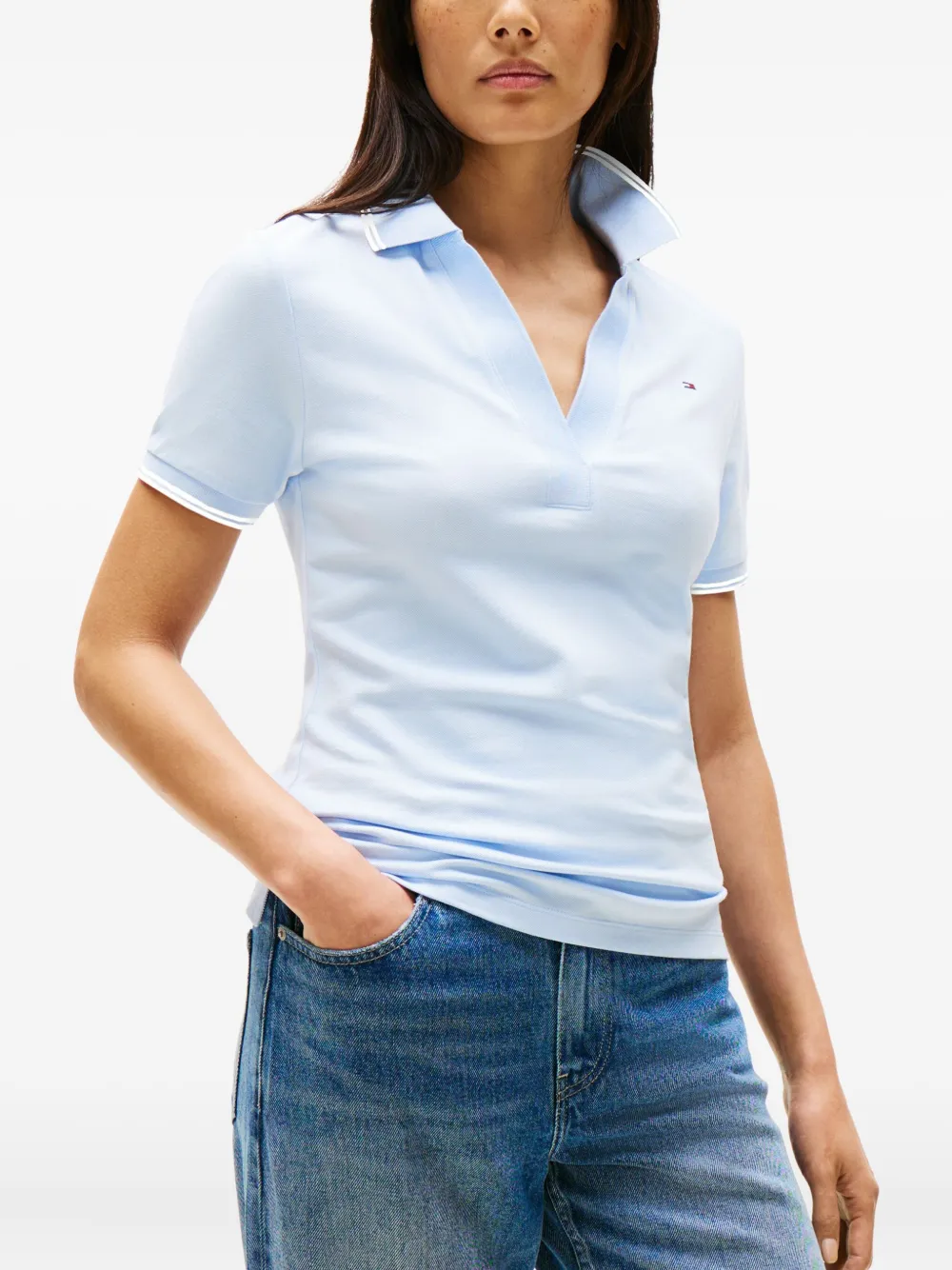 Tommy Hilfiger 1985 V-neck Logo T-shirt In Blue