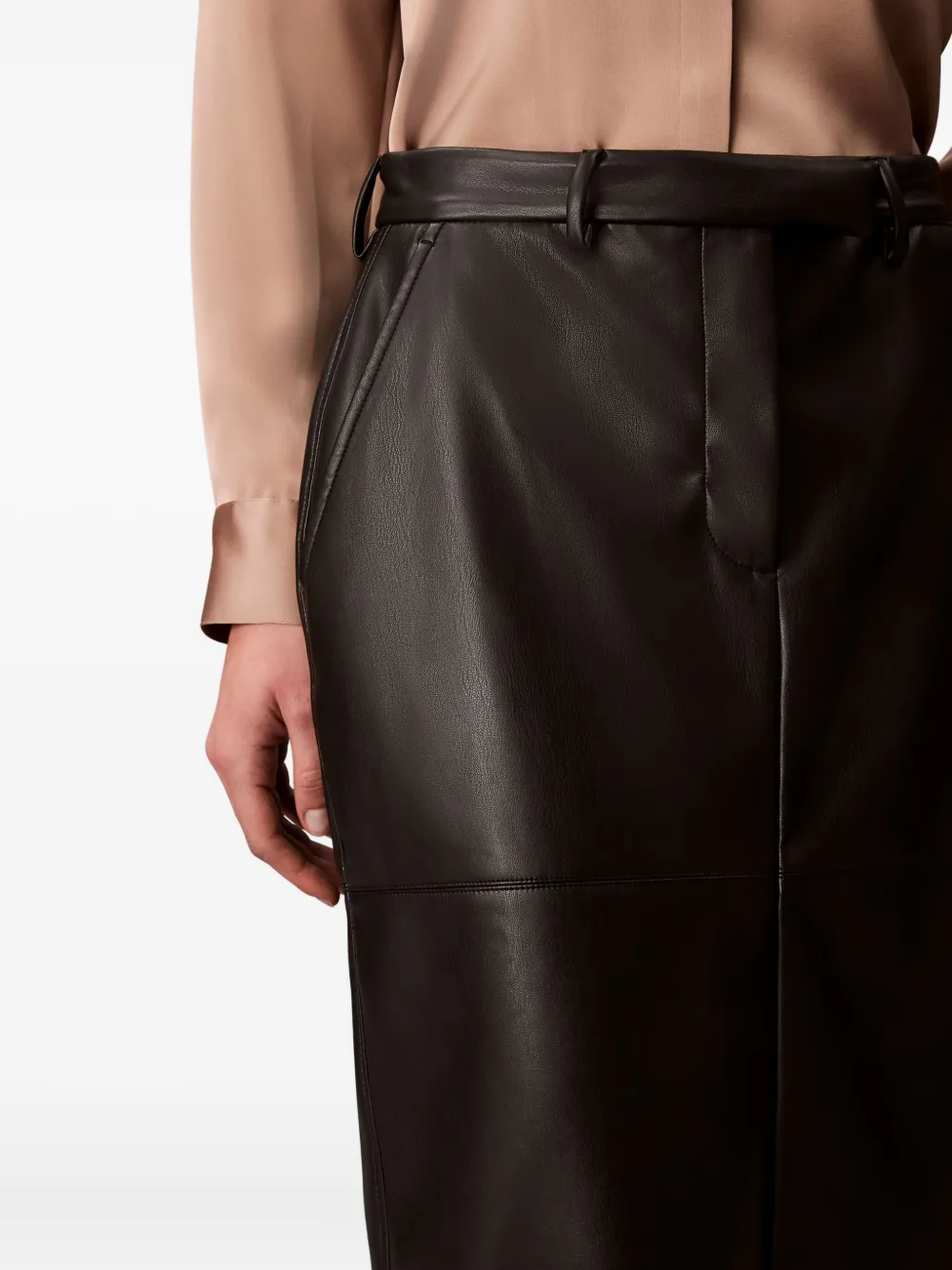 Calvin Klein Midi-rok met ceintuur Zwart