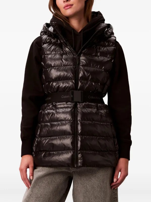 Calvin Klein Hooded Belted Gilet in Black