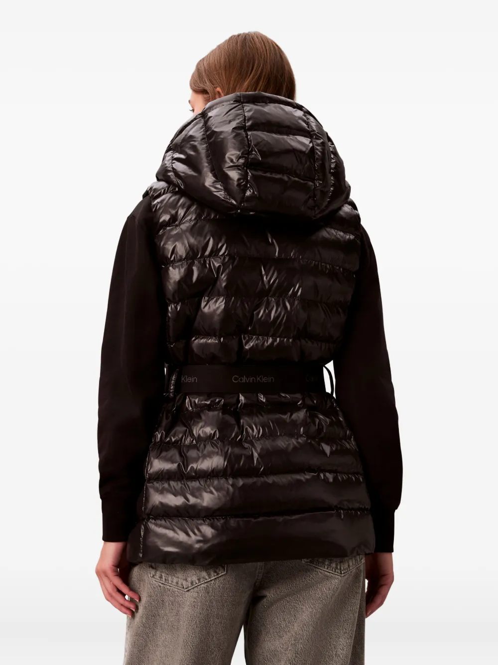 Calvin Klein Gilet met capuchon en ceintuur Zwart