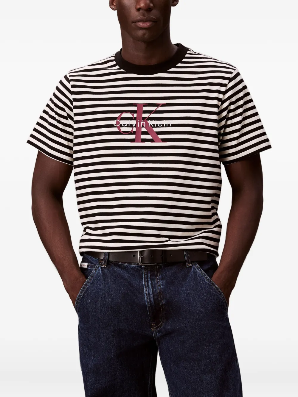 Calvin Klein Jeans Est.1978 Striped Logo T-shirt In Multi