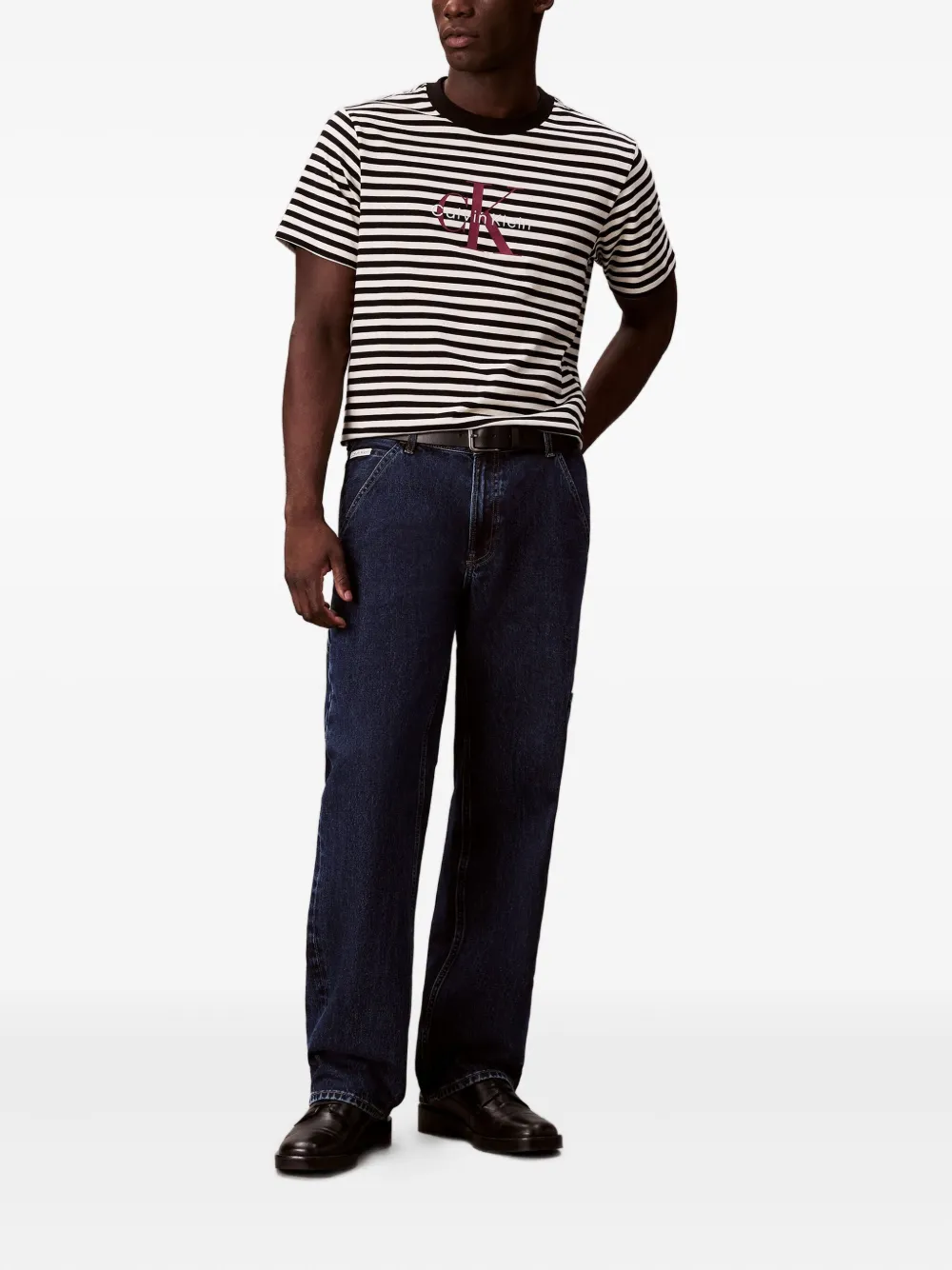 Calvin Klein Jeans striped logo T-shirt - Wit