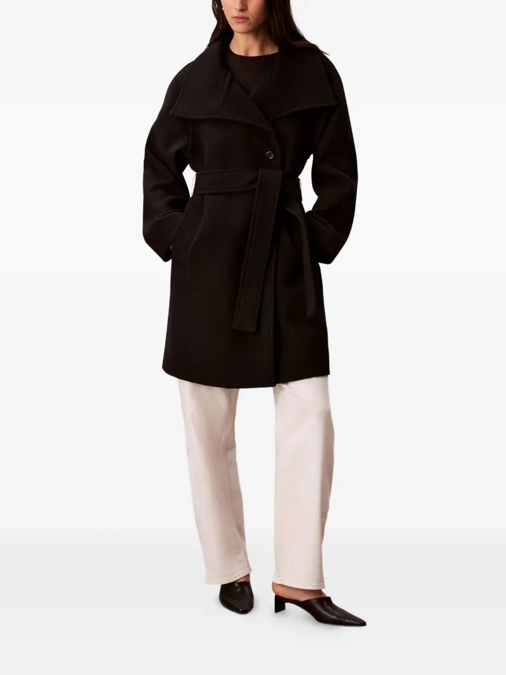 Calvin Klein Jas met ceintuur - Zwart