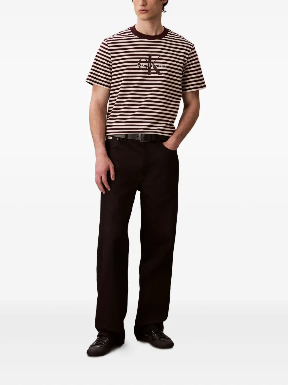 Calvin Klein Jeans logo-print striped T-shirt - Bruin