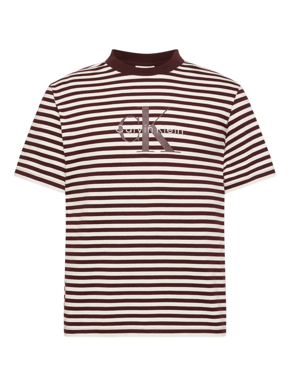 Calvin Klein Jeans Est.1978 Logo-print Striped T-shirt In Brown