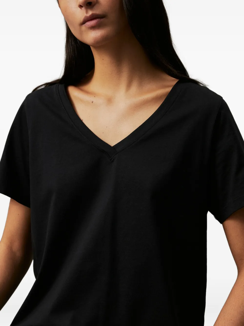 Calvin Klein V-neck Short-sleeve T-shirt In Black