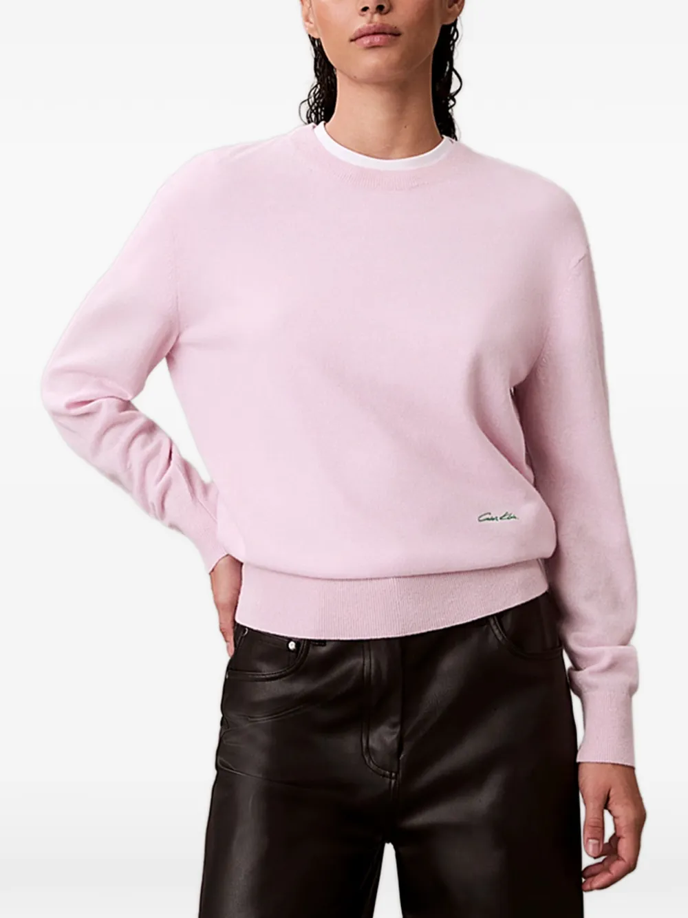 Calvin Klein Signature Crew-neck Jumper In Pink