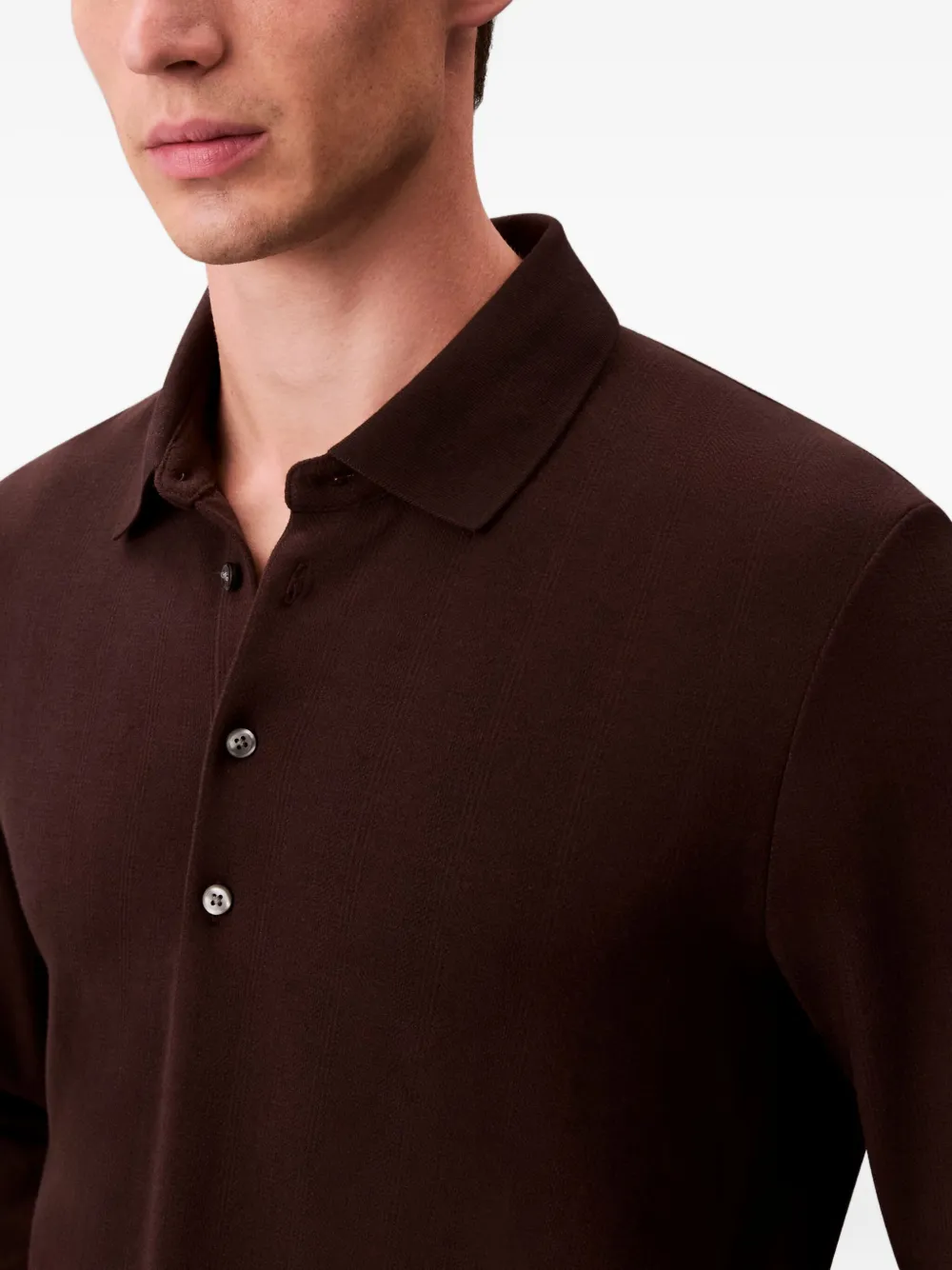 Calvin Klein Long-sleeved Polo Shirt In Brown