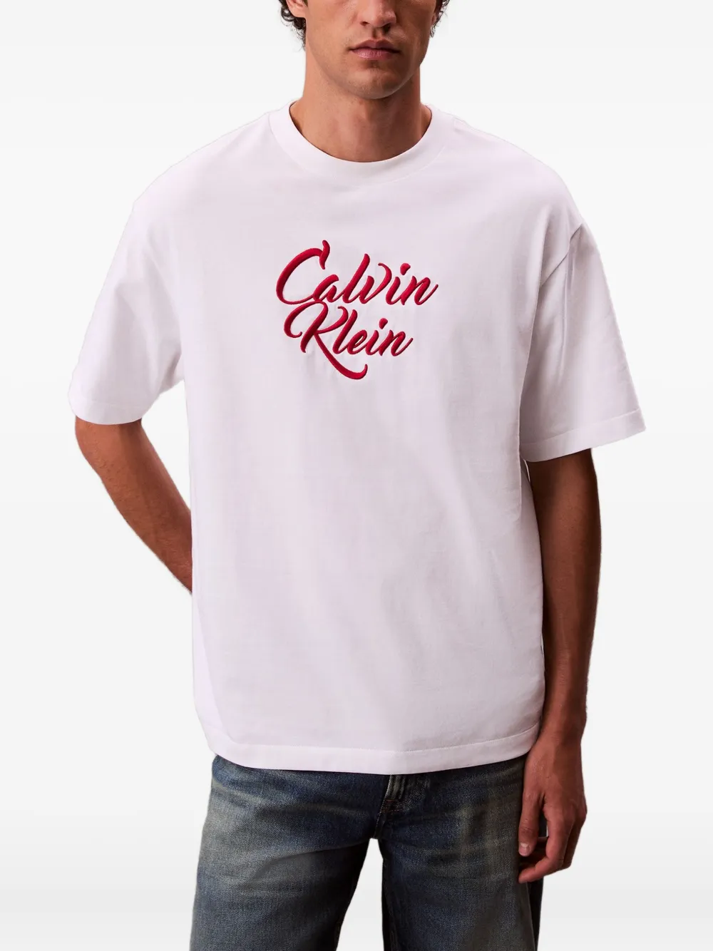 Calvin Klein Jeans Est.1978 Embroidered Short-sleeved T-shirt In White