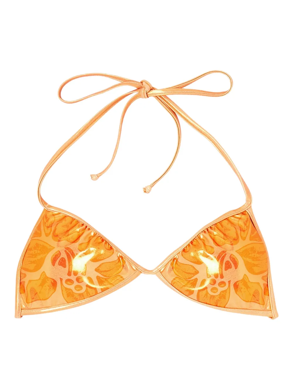 Diesel X Karol G Kate Floral-print Bikini Top In Orange