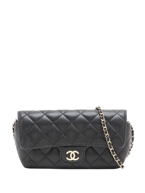 CHANEL Pre-Owned 2021 Quilted Caviar Sunglasses Case with Chain crossbody bag