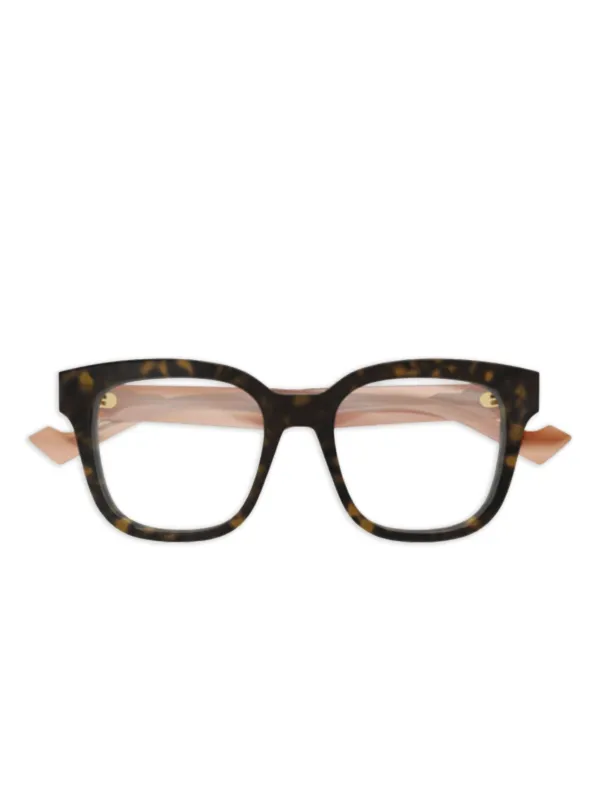 Gucci Eyewear スクエアメガネフレーム | ブラウン | FARFETCH JP