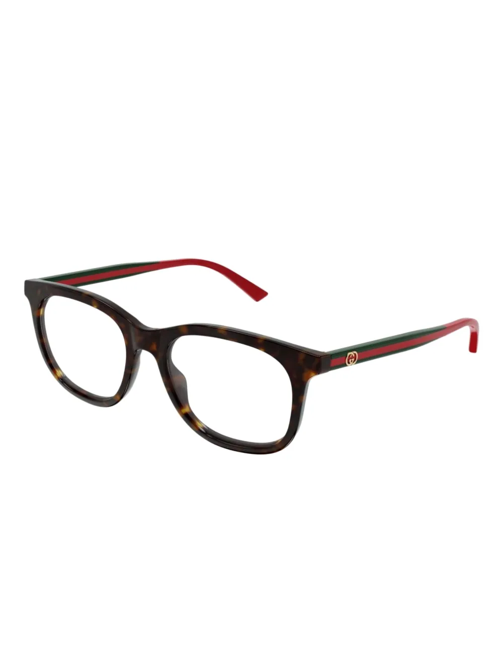 Gucci Eyewear Gestreepte bril met rond montuur Bruin