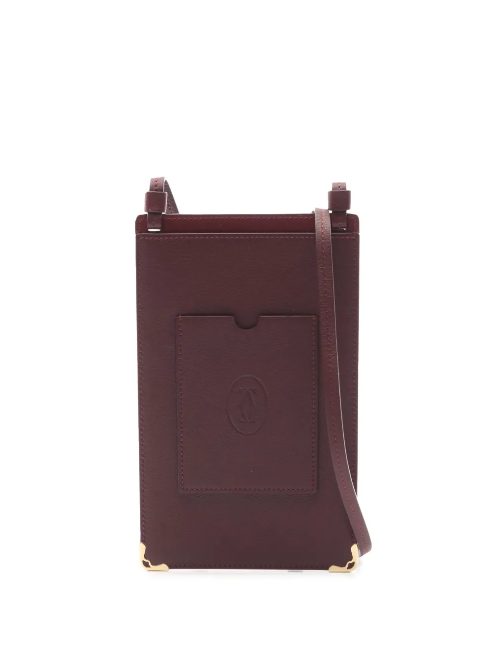 Pre-owned Cartier 2000-2025 Leather Must De  Phone Holder Crossbody Bag In Red