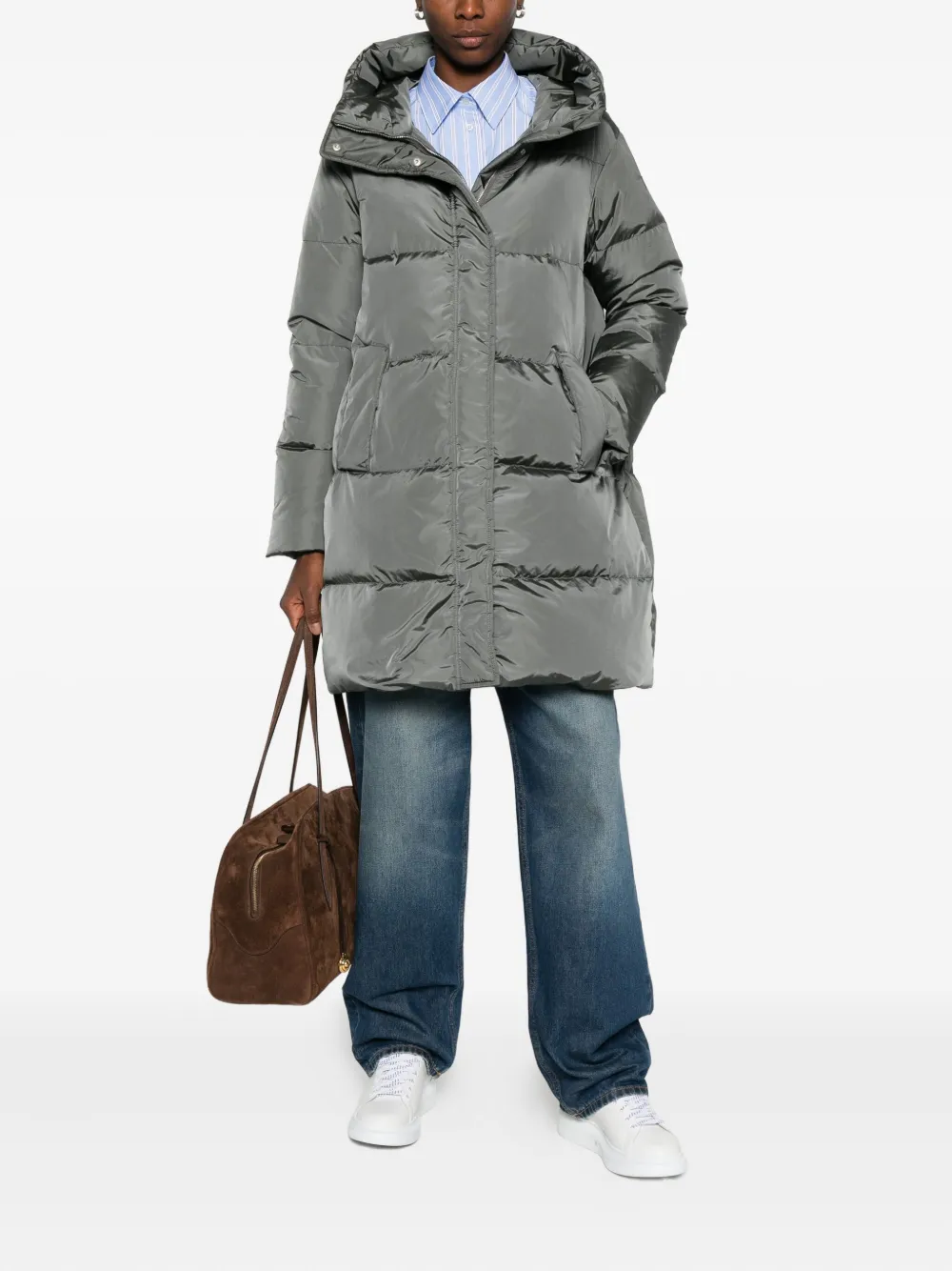 Lempelius Nev Nylon Down Jacket In Gray