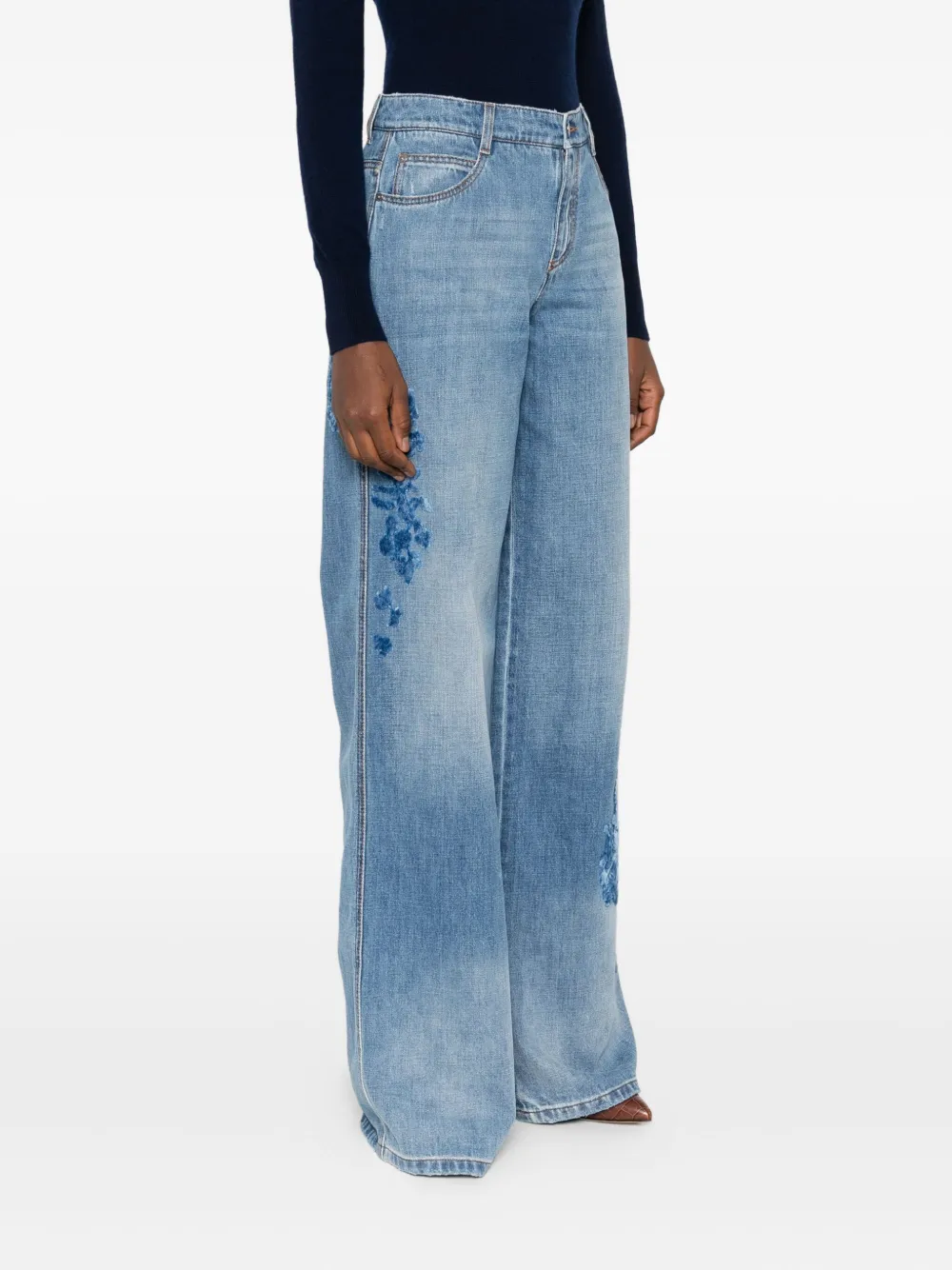 Ermanno Scervino Jeans met bloemendetail Blauw
