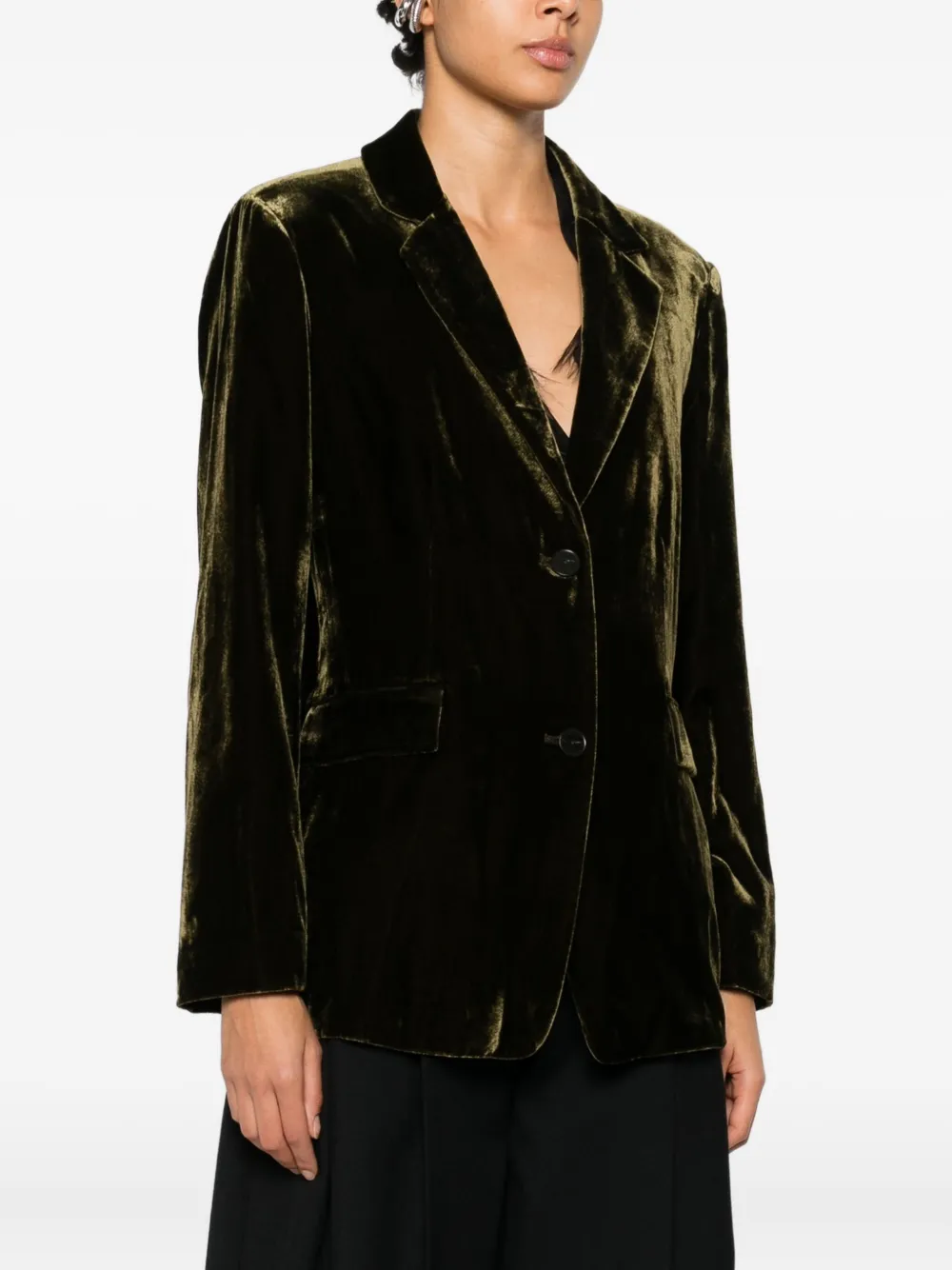 Closed Velvet Single-breasted Jacket In Green