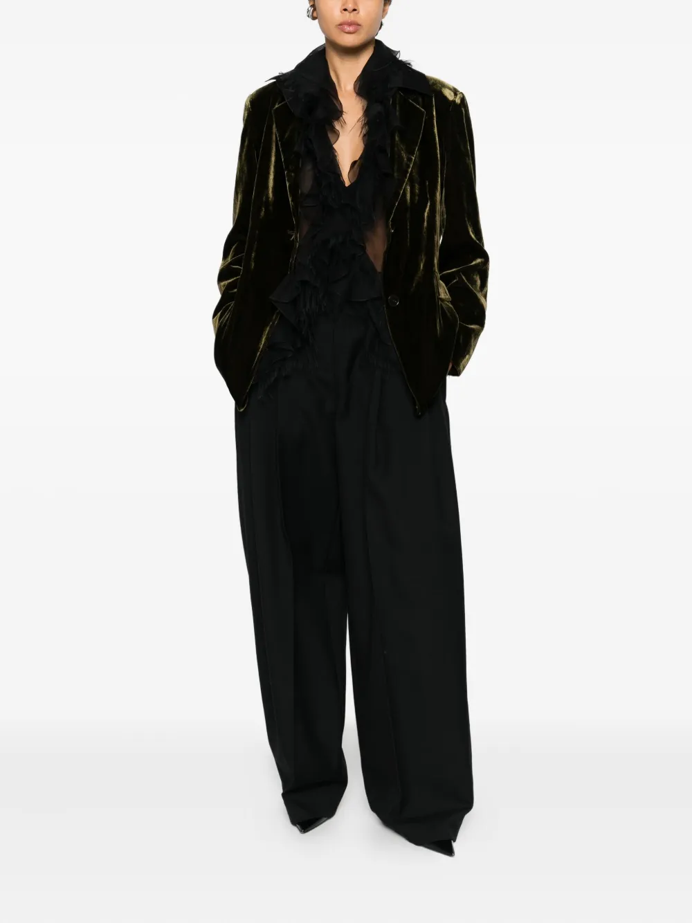 Closed Velvet Single-breasted Jacket In Green