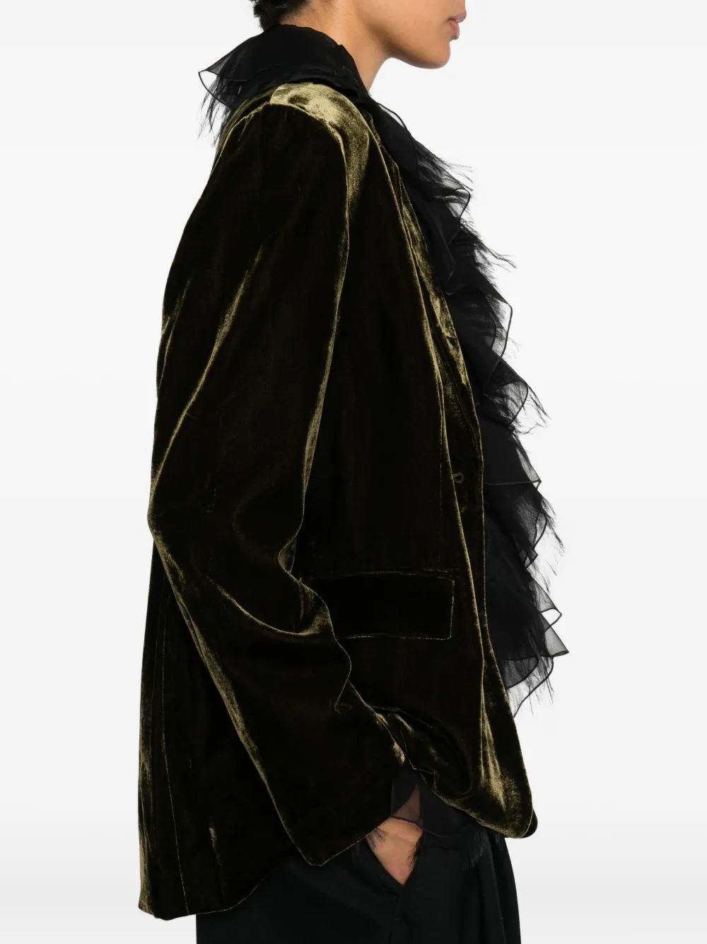 Closed Velvet Single-breasted Jacket In Green