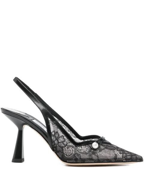 Jimmy Choo Amita 85 lace appliqué heel pumps