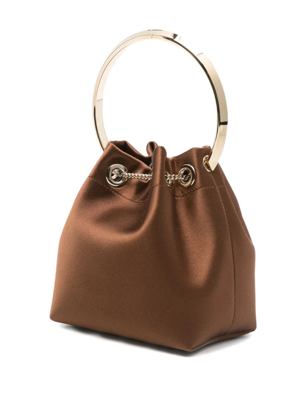 Jimmy Choo Chain Strap Bucket Bag Tassel Detail In Brown