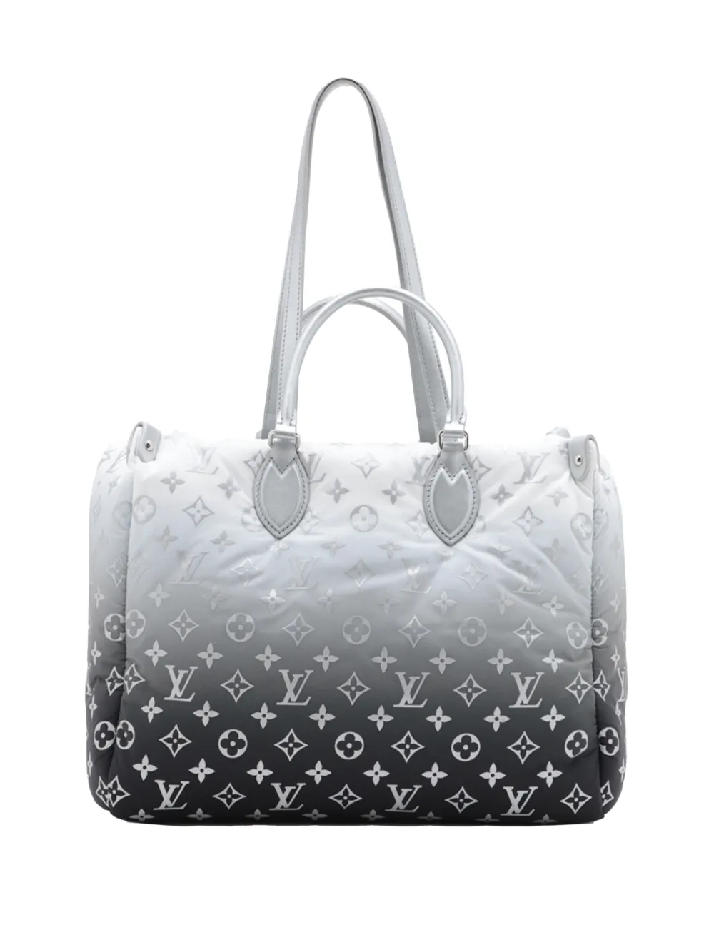 Pre-owned Louis Vuitton 2021-2025 Monogram Nylon Gradient Onthego Mm Satchel In Gray