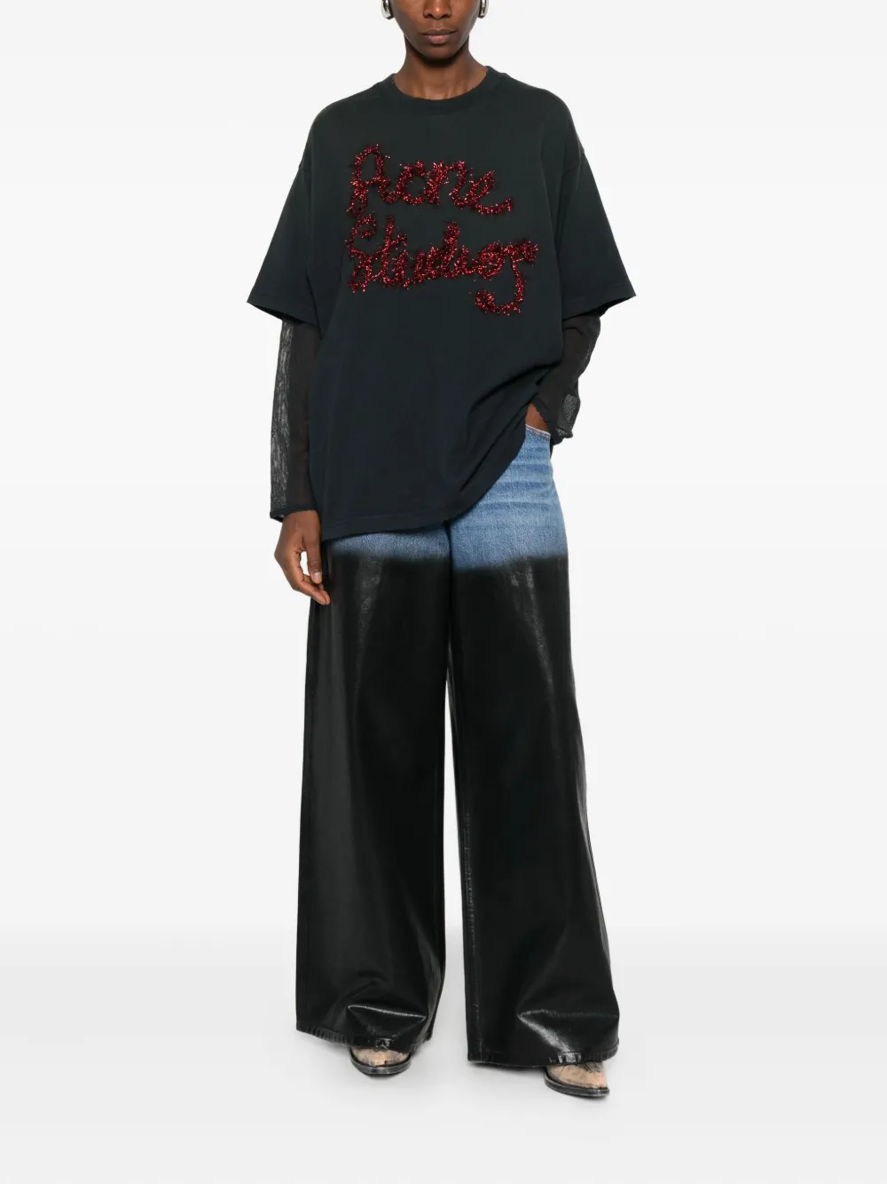  Acne Studios Layered Logo T-shirt - Grey 