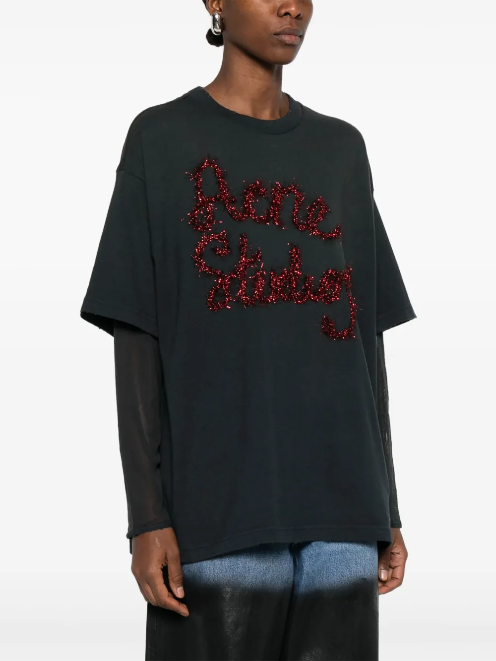  Acne Studios Layered Logo T-shirt - Grey 