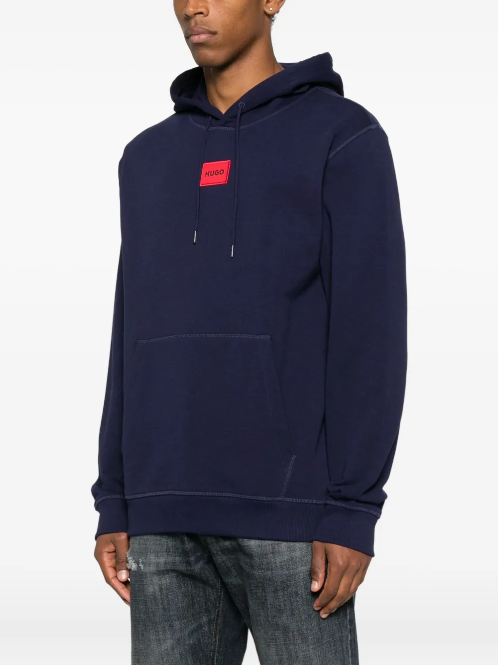 HUGO Hoodie met geborduurd logo Blauw