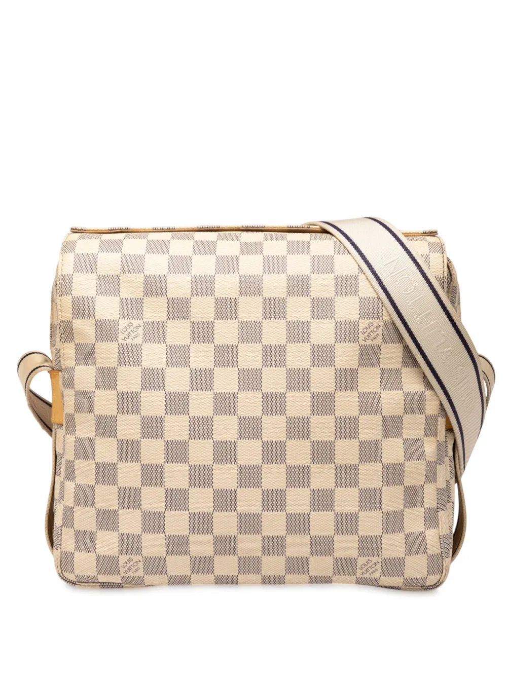 Pre-owned Louis Vuitton 2007 Damier Azur Naviglio Crossbody Bag In White