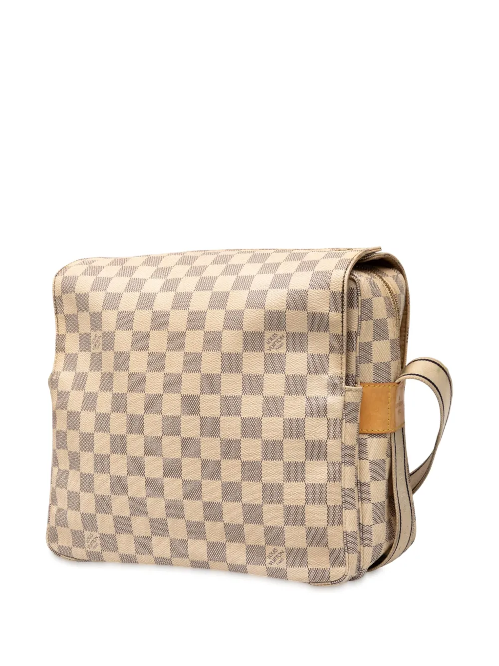 Pre-owned Louis Vuitton 2007 Damier Azur Naviglio Crossbody Bag In White