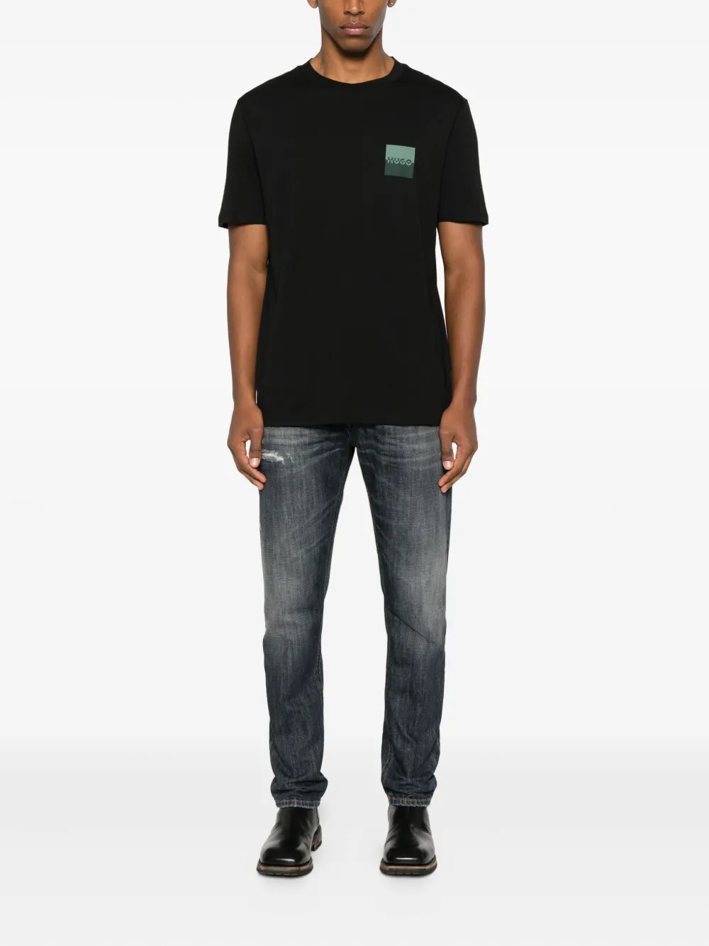 HUGO logo-print T-shirt - Zwart