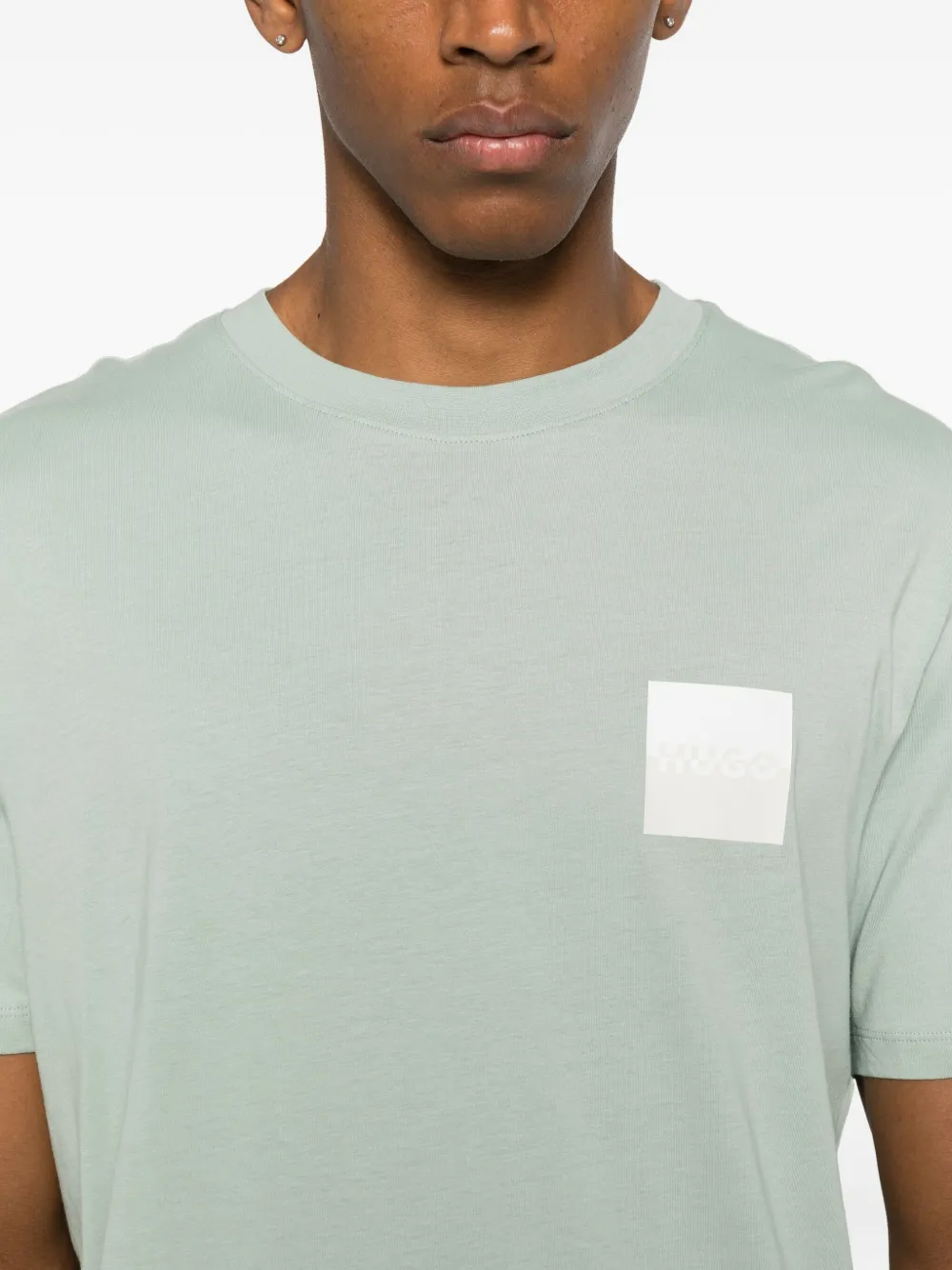 HUGO T-shirt met vierkant logo Groen