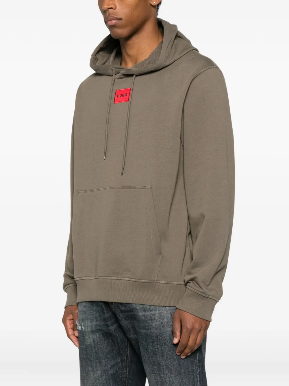 HUGO Hoodie met trekkoord-capuchon Groen