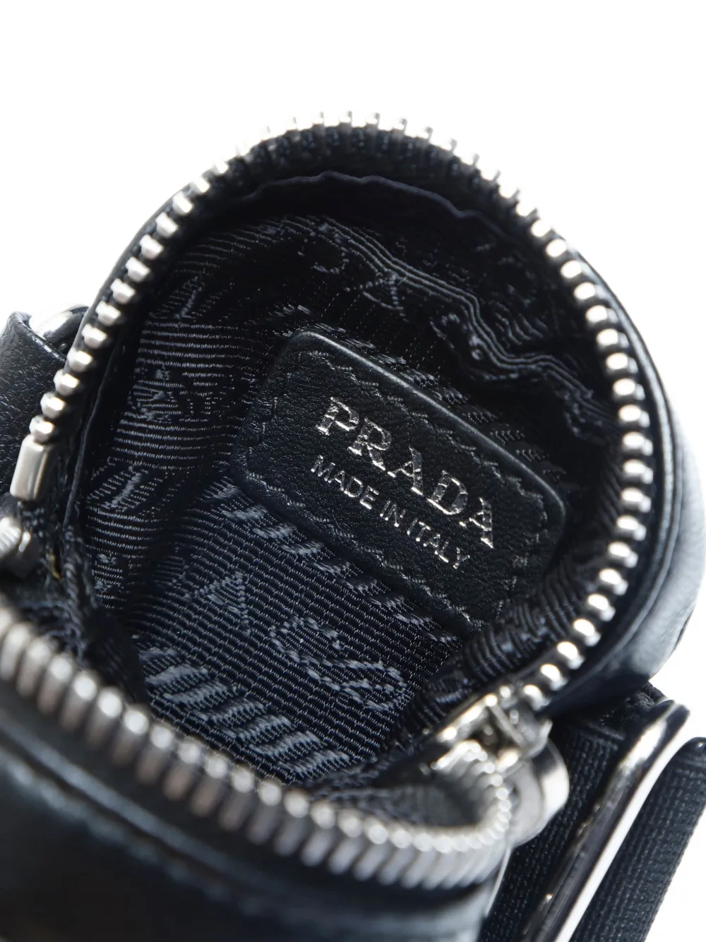 Pre-owned Prada 2020s Mini Logo-plaque Pouch In Black