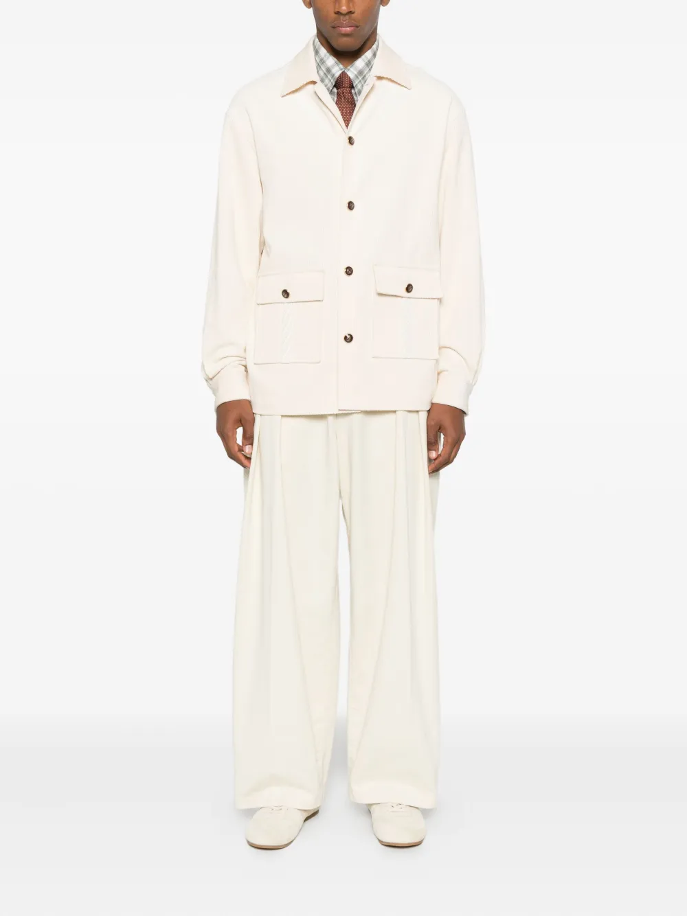 Drôle De Monsieur Ribfluwelen jack met zak Beige