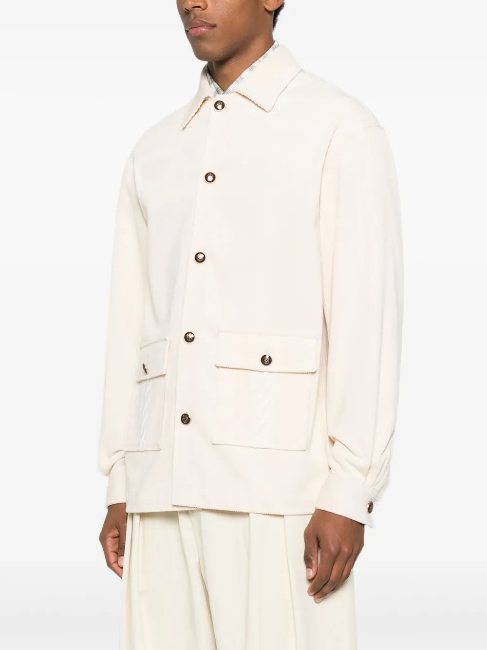 Drôle De Monsieur Ribfluwelen jack met zak Beige