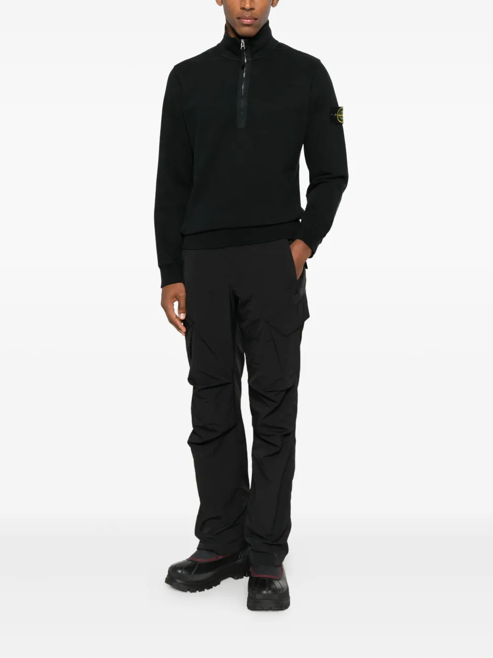 Stone Island zip polo shirt - Zwart