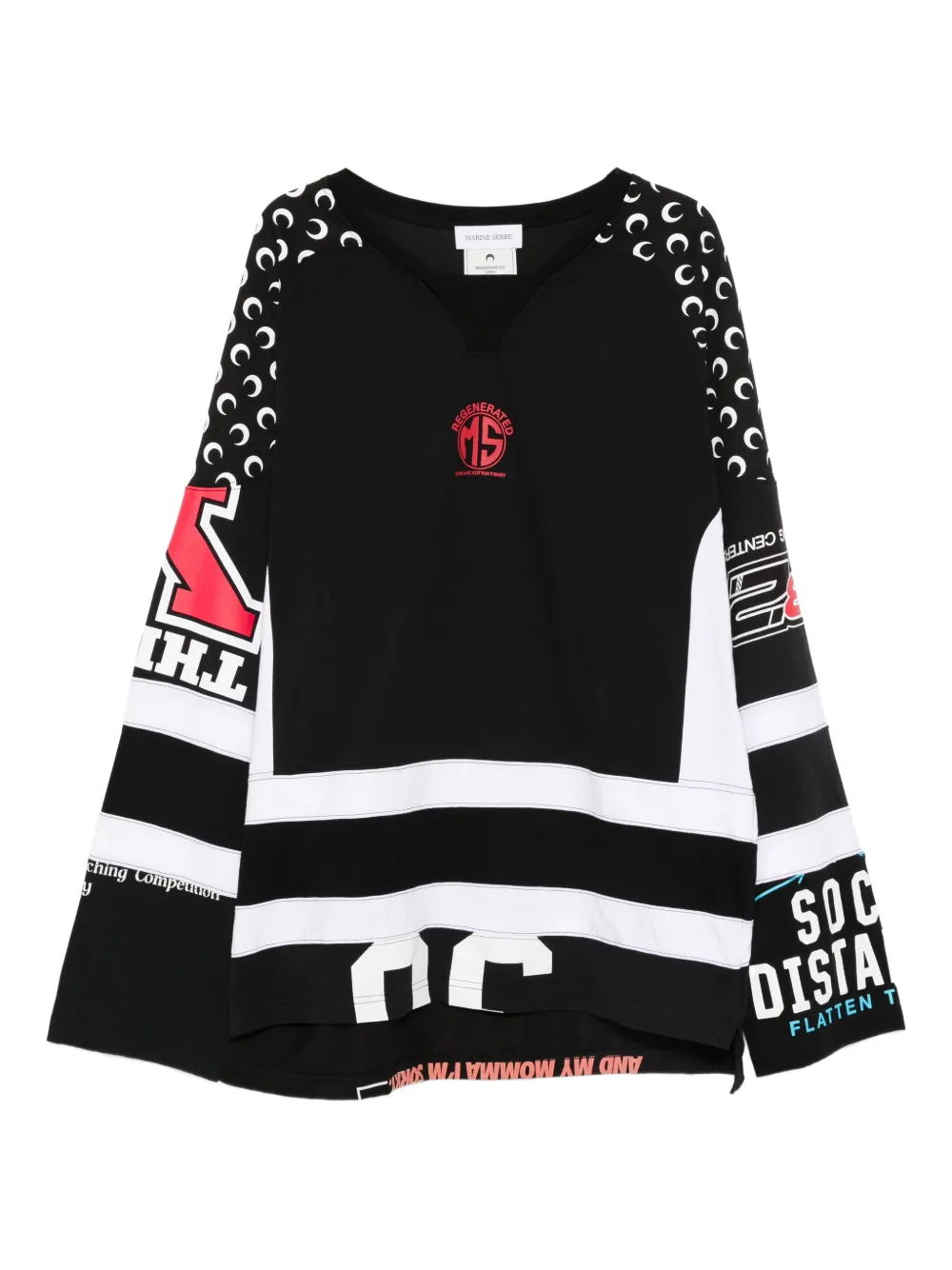 Marine Serre graphic long-sleeves t-shirt - Schwarz