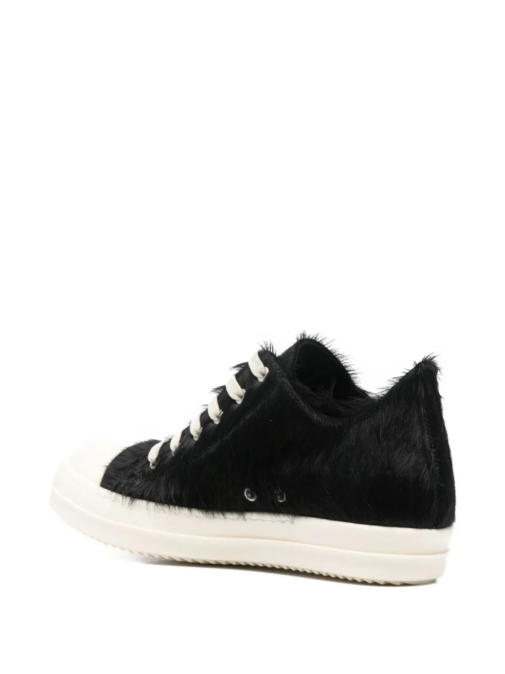 Rick Owens Low-top sneakers met bont Zwart