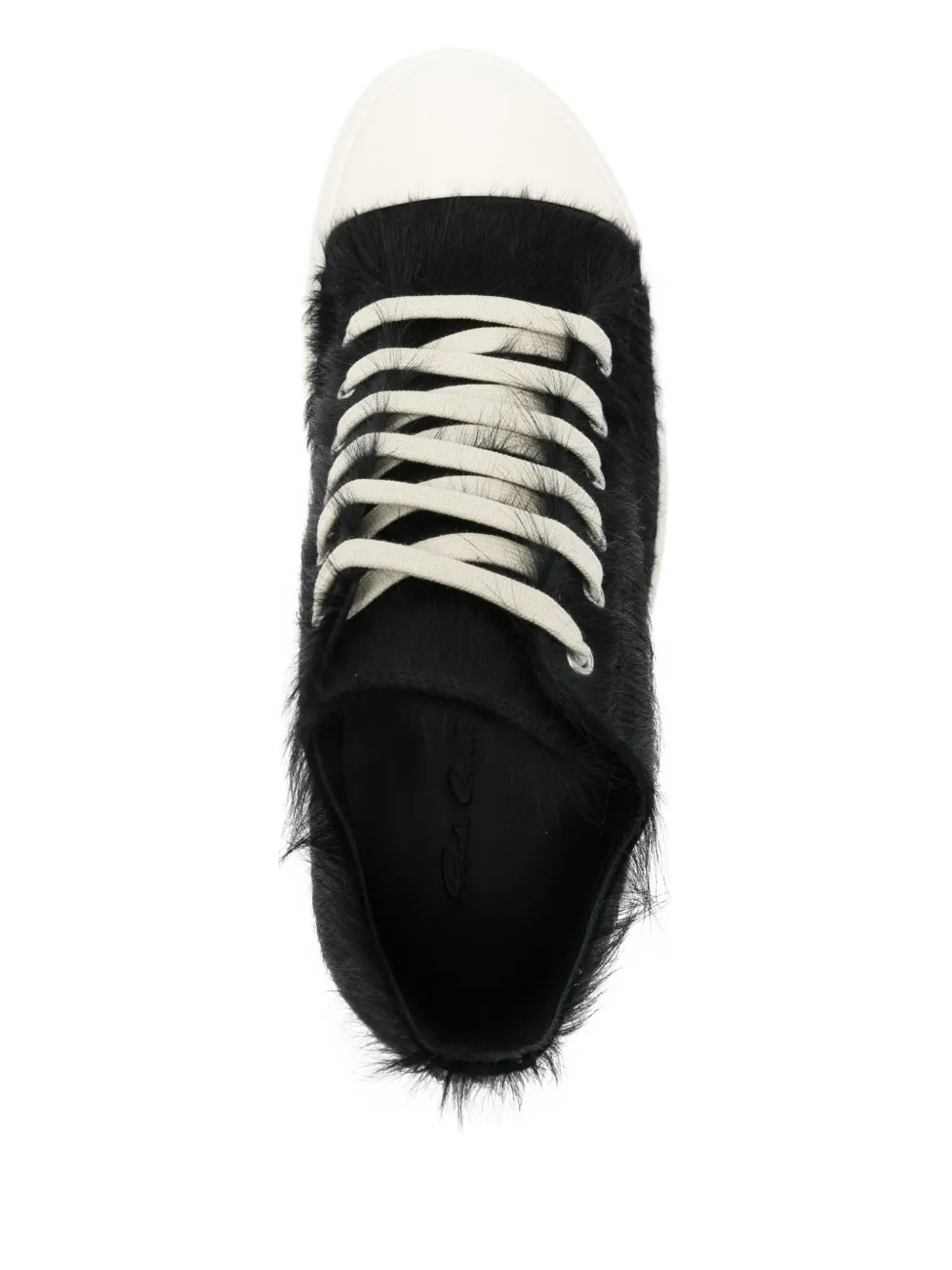 Rick Owens Low-top sneakers met bont Zwart