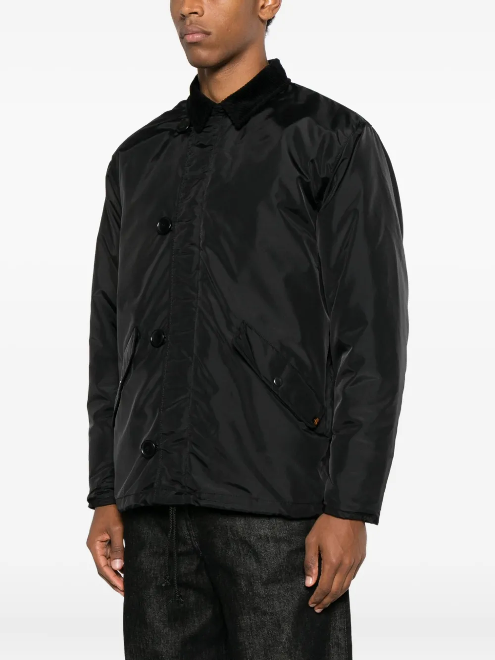 Alpha Industries Ecw 1978 Corduroy-collar Impermeable Jacket In Black