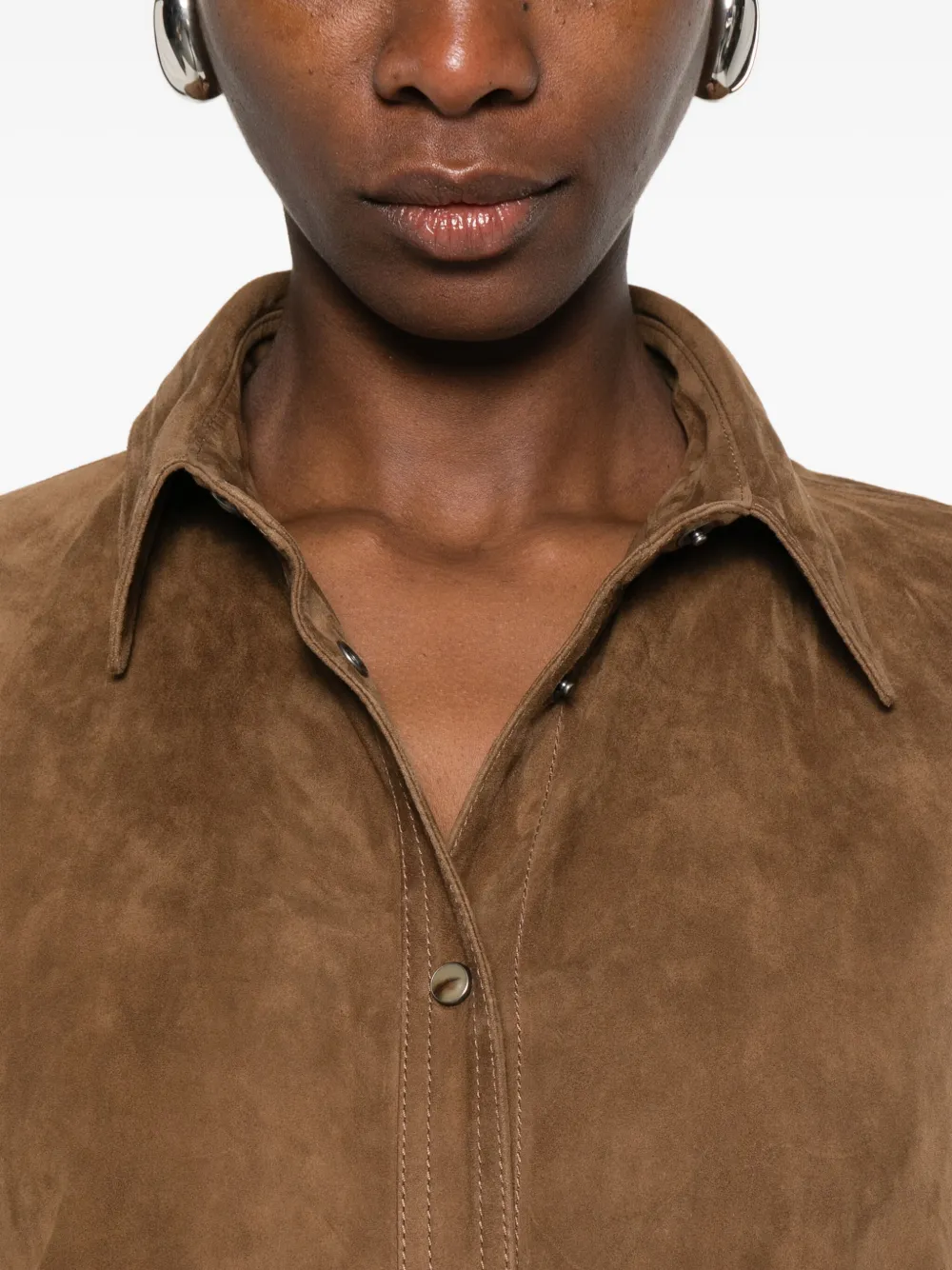 Brunello Cucinelli Blouse met vlakken en knopen Bruin