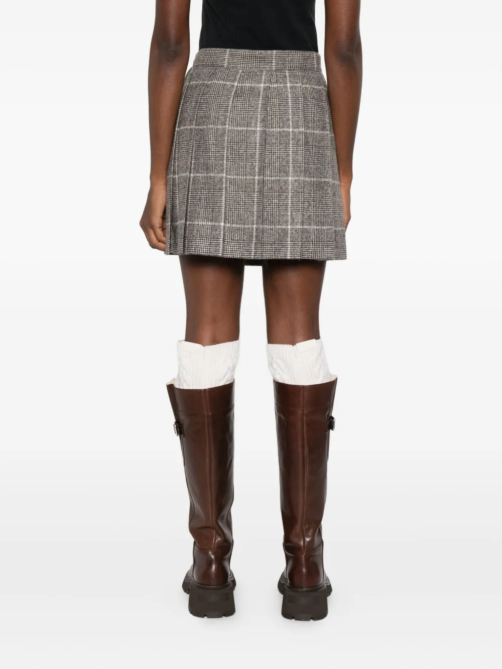 Brunello Cucinelli Check Mini Skirt In Brown