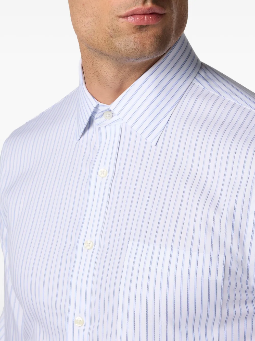 Brooks Brothers Gestreept overhemd met paisley-kraag Wit